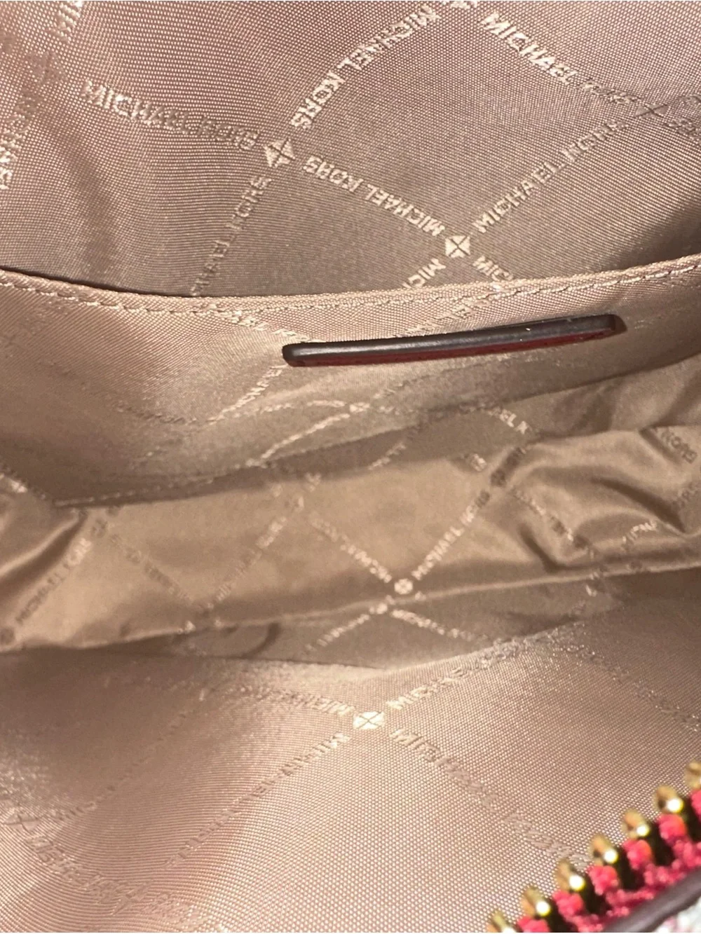 Michael Kors Red Signature Chain-Accent Crossbody